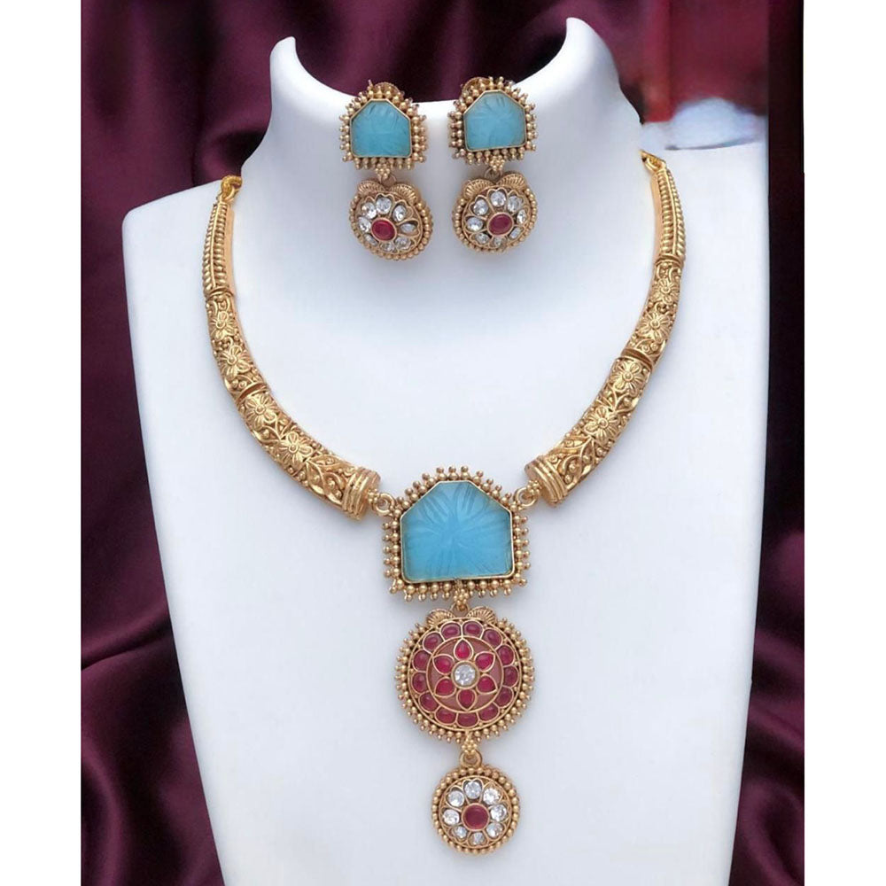 India Art Heritage Glow Pota Stone Necklace Set