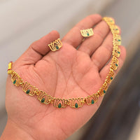 India Art Divine Lotus Pota Stone Heritage Necklace Set