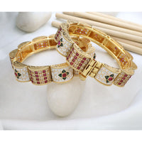 India Art Royal Pota Stone And Meenakari Openable Bangles Set