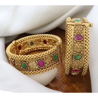 India Art Royal Pota Stone Openable Bangles Set