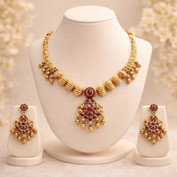 Kavita Art Premium  Pota Stone And Pearl Necklace Set