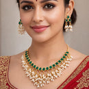 Kavita Art Premium  Pota Stone And Pearl Necklace Set