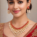 India Art Premium  Pota Stone And Pearl Necklace Set