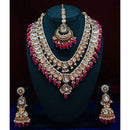 India Art Gorgeous Kundan Beads And Pearl Double Layer Necklace Set