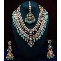 India Art Gorgeous Kundan Beads And Pearl Double Layer Necklace Set