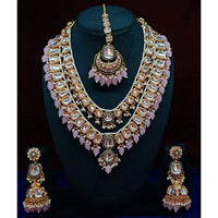 India Art Gorgeous Kundan Beads And Pearl Double Layer Necklace Set