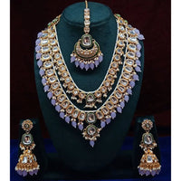 India Art Gorgeous Kundan Beads And Pearl Double Layer Necklace Set
