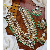 India Art Gorgeous Kundan Beads And Pearl Double Layer Necklace Set