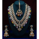 India Art Gorgeous Kundan Beads And Pearl Double Layer Necklace Set
