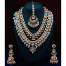 India Art Gorgeous Kundan Beads And Pearl Double Layer Necklace Set