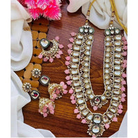India Art Gorgeous Kundan Beads And Pearl Double Layer Necklace Set