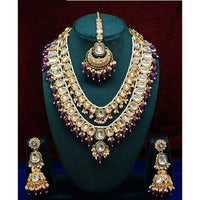 India Art Gorgeous Kundan Beads And Pearl Double Layer Necklace Set