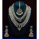 India Art Gorgeous Kundan Beads And Pearl Double Layer Necklace Set