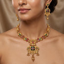 India Art Ethnic Pota Stone Pearl And Beads Necklace Set