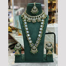 India Art Gold Plated Kundan Stone Meenakari Pearl And Beads Double Necklace Set