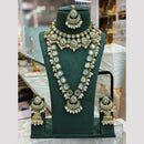 India Art Gold Plated Kundan Stone Meenakari Pearl And Beads Double Necklace Set