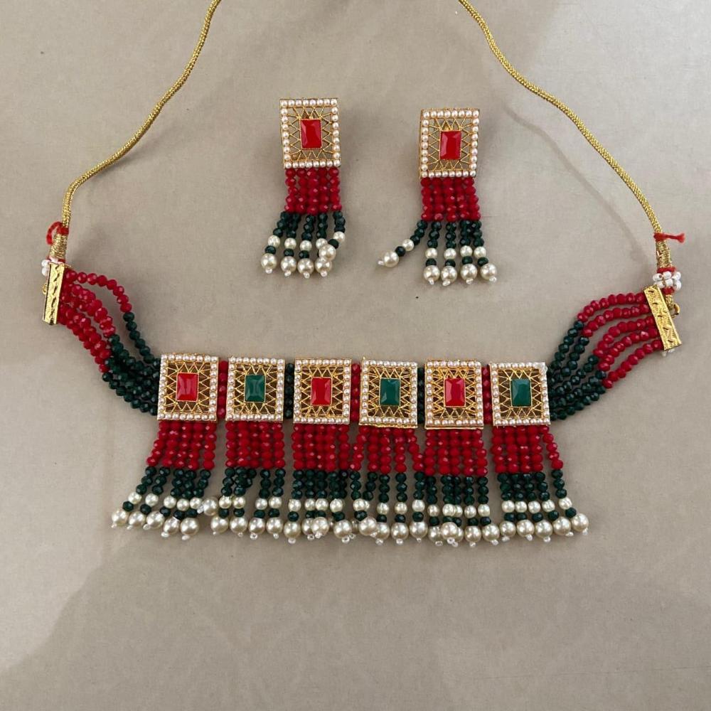 Sai Fashion Elegant Crystal Stone And Beads Choker Necklace Set