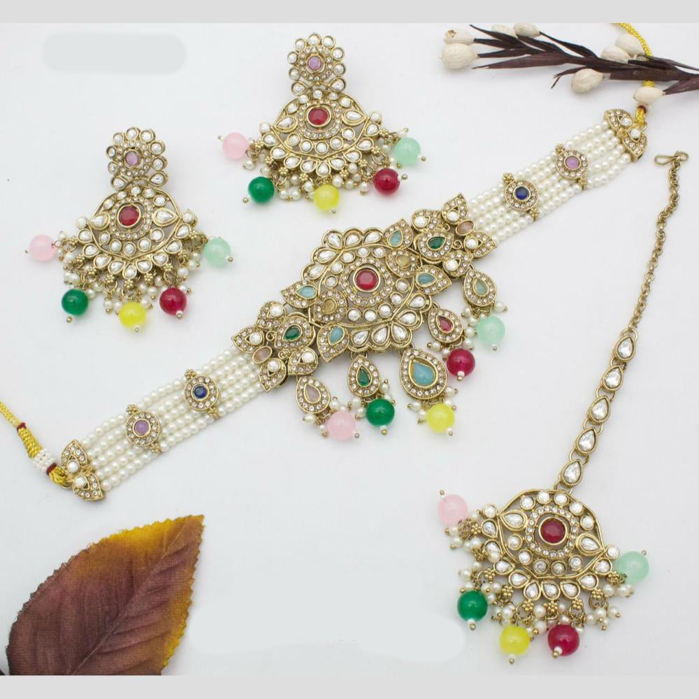Sai Fashion Elegant Crystal Stone And Beads Choker Necklace Set