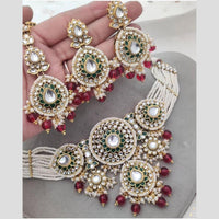 Sai Fashion Elegant Kundan Stone And Beads Choker Necklace Set