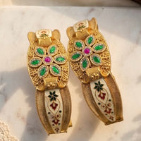 India Art Royal Pota Stone And Meenakari Openable Bangles Set