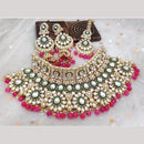 India Art Classic Kundan Stone And Pearl Meenakari Choker Necklace Set for Women