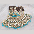 India Art Classic Kundan Stone And Pearl Meenakari Choker Necklace Set for Women