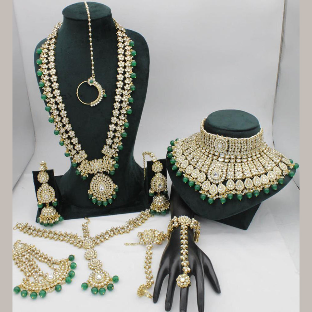 India Art Designer Kundan Stone And Beads Beads Bridal Set