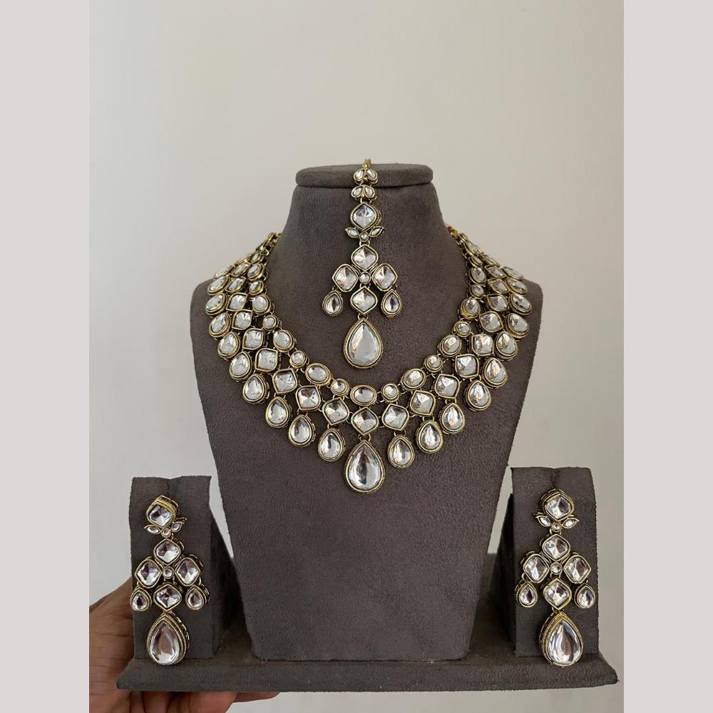 India Art Classic Kundan Stone Pearl And Beads Necklace Set 