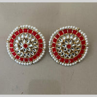 India Arts Pota Stone And Pearl Classic Stud Earrings (Pack of 3) (Pack of 3)