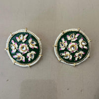 India Arts Meenakari Kundan Stone And Pearl Classic Stud Earrings (Pack of 3) (Pack of 3)