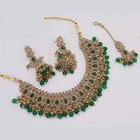 India Art Sparkling Crystal Stone And Beads Necklace Set