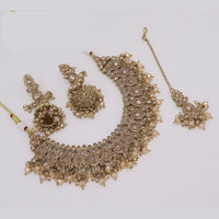 India Art Sparkling Crystal Stone And Beads Necklace Set