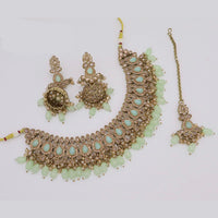 India Art Sparkling Crystal Stone And Beads Necklace Set