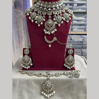 India Art Elegant Kundan Stone And Beads Semi Bridal Necklace Set