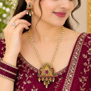 India Art Ethnic Pota Stone Pearl Long Necklace Set