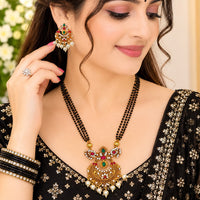 India Art Gold Plated Pota Stone And Pearls  Mangalsutra
