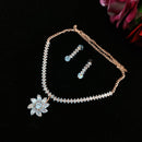 Pooja Bangles Rose Gold Plated AD Stone Necklace Set