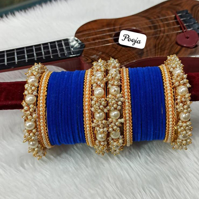 Pooja Bangles Gold Plated Velvet Bangles Set