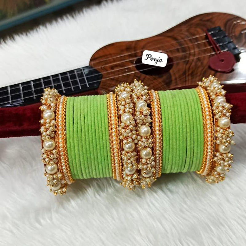 Pooja Bangles Gold Plated Velvet Bangles Set