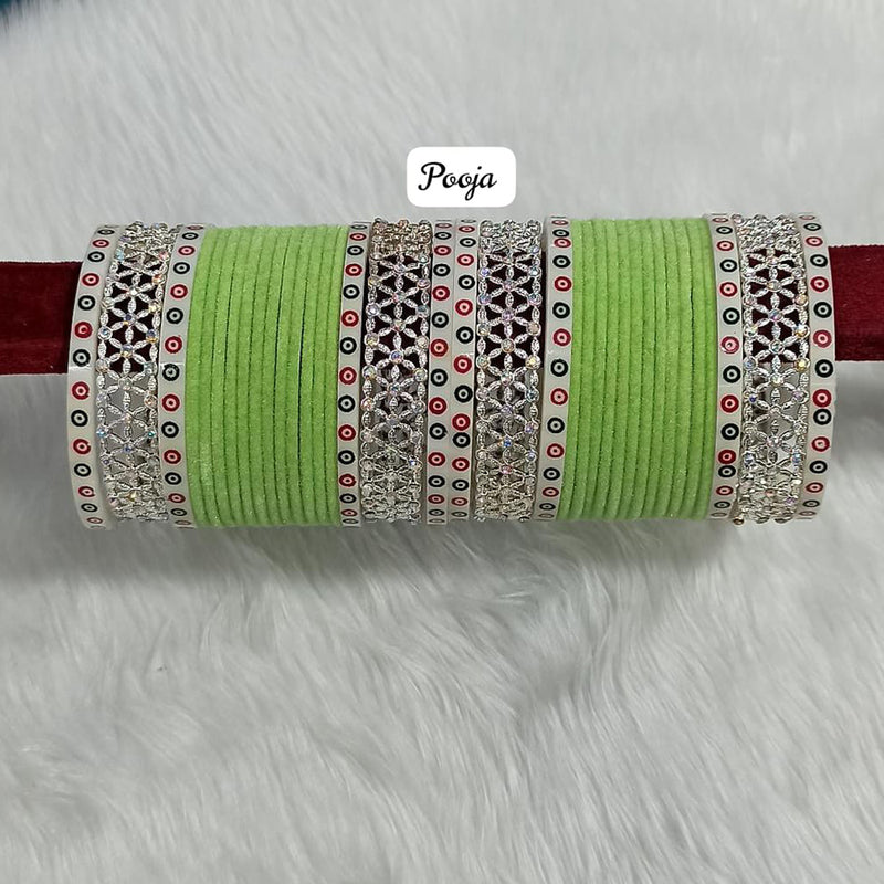 Pooja Bangles Silver Plated AD Bangles Set