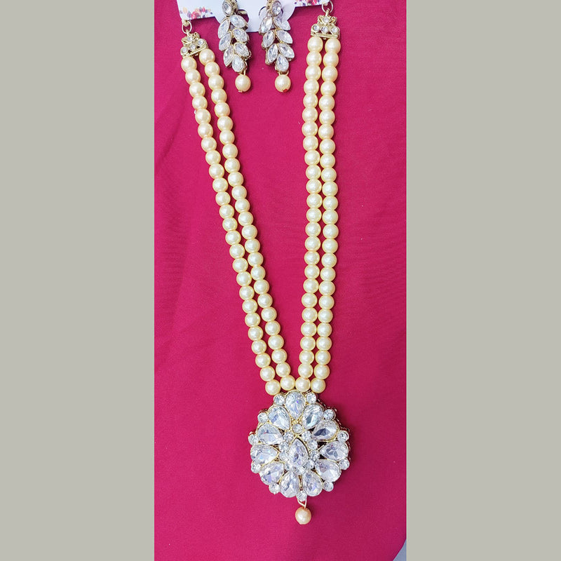 Pooja Bangles Gold Plated Crystal Stone Long Necklace Set