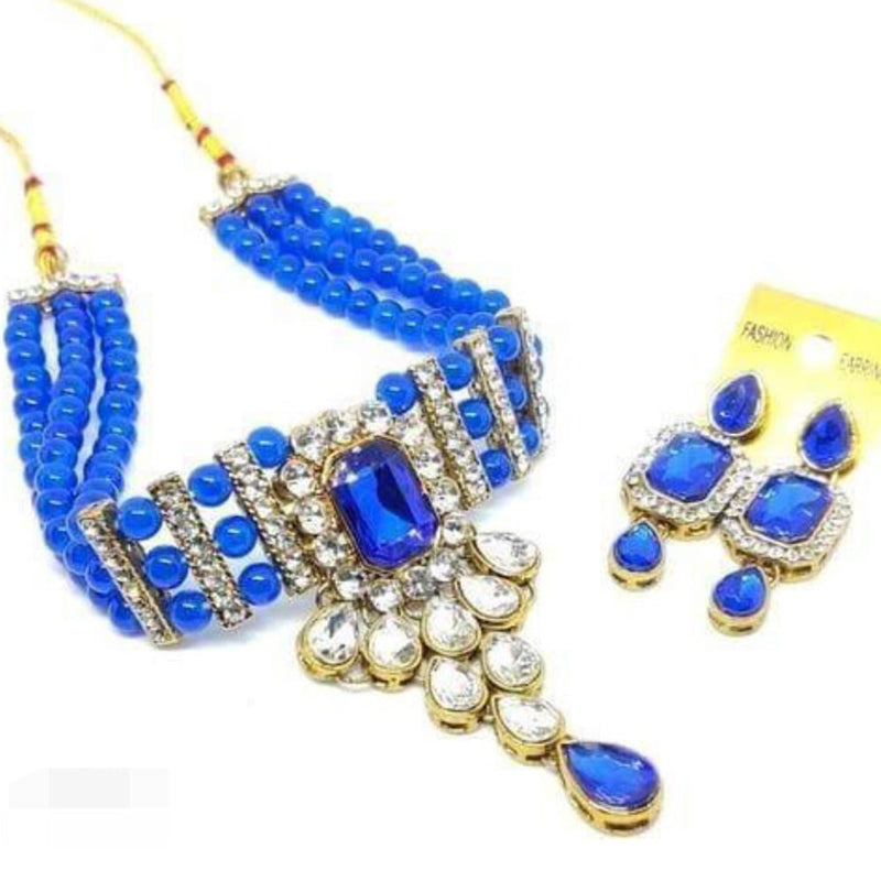 Pooja Bangles Gold Plated Crystal Stone Necklace Set