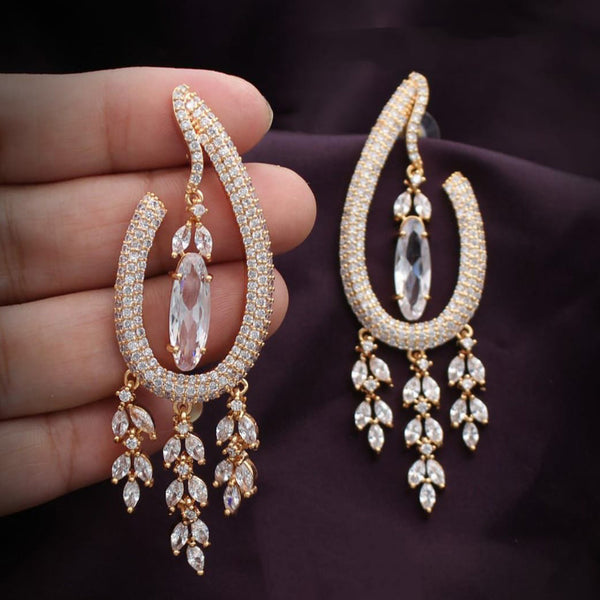 Pooja Bangles Rose Gold Plated Dangler Earrings