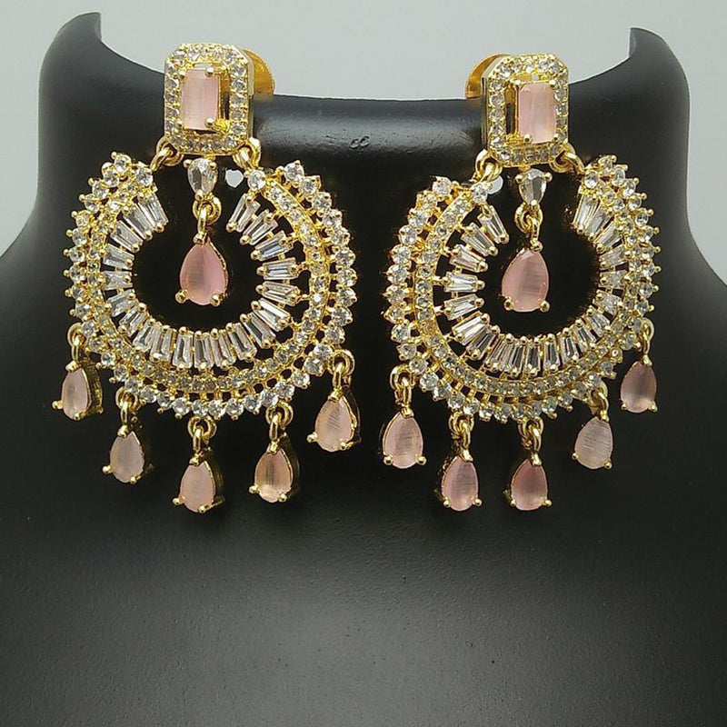 Pooja Bangles Gold Plated Crystal Stone Dangler Earrings