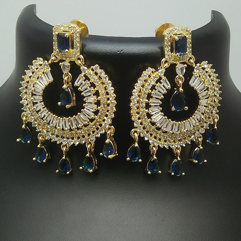 Pooja Bangles Gold Plated Crystal Stone Dangler Earrings