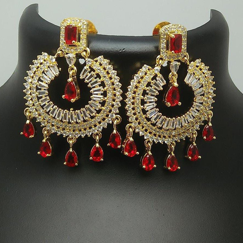 Pooja Bangles Gold Plated Crystal Stone Dangler Earrings