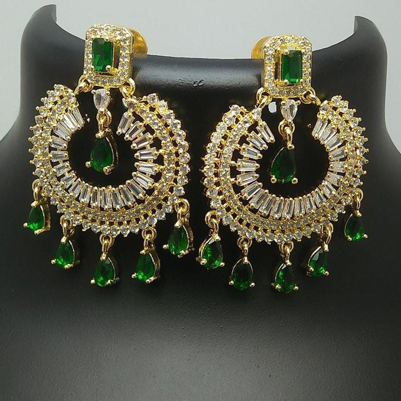 Pooja Bangles Gold Plated Crystal Stone Dangler Earrings