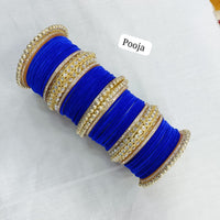 Pooja Bangles Gold Plated Velvet Bangles Set