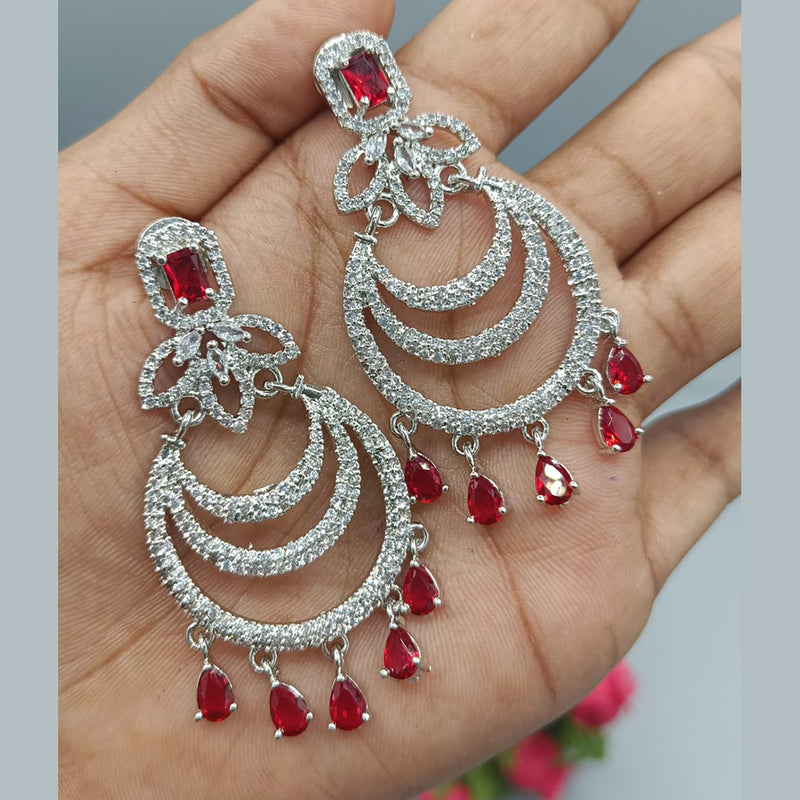 Pooja Bangles Silver Plated AD Stone Dangler Earrings