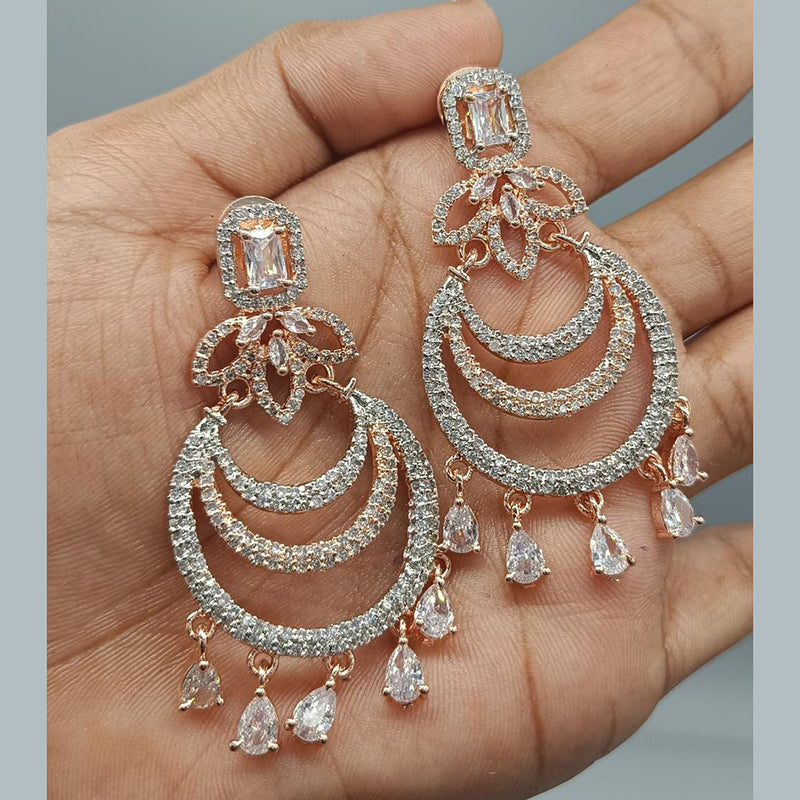 Pooja Bangles 2Tone Plated AD Stone Dangler Earrings